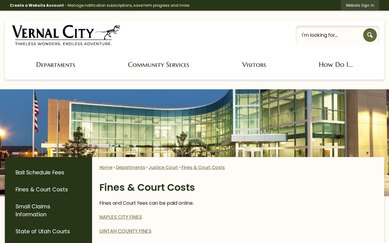 Vernal criminal case payment routes at shared court