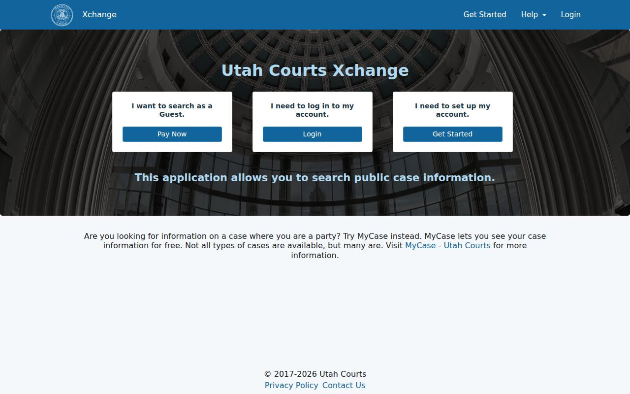 Uintah County criminal court case access choices on Utah Xchange