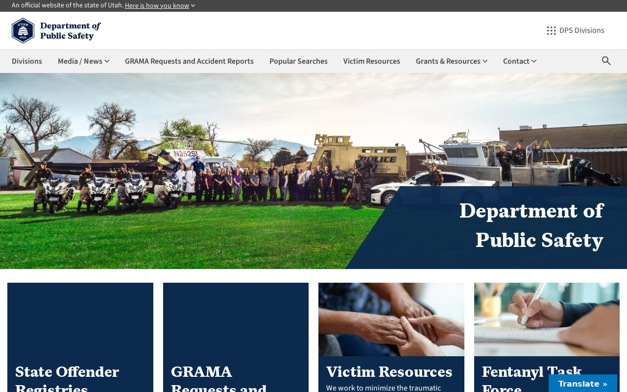 Utah DPS gateway for a Uintah County sex offender registry check